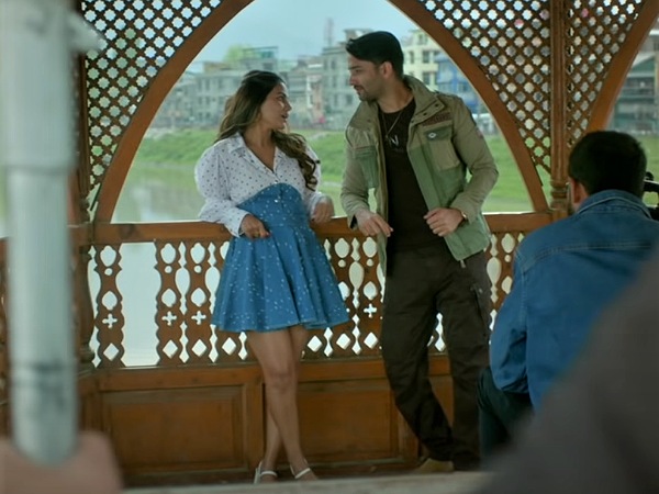 Hina Khan In A Blue And White Dress