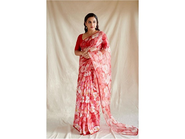 Vidya Balan In A Pretty Red Floral Saree
