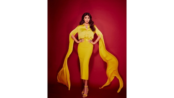 Shilpa Shetty In Yellow Skirt-Shirt Combo