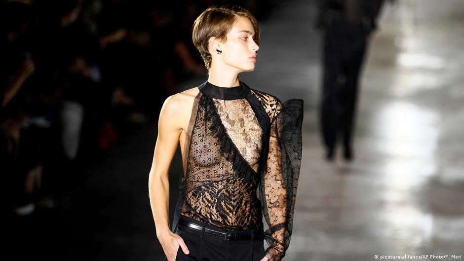 A modern iteration of his sheer blouses