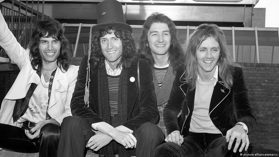 From left to right: Freddie Mercury, Brian May, John Deacon and Roger Taylor at the start of their career in 1974 From left to right: Freddie Mercury, Brian May, John Deacon and Roger Taylor at the start of their career in 1974