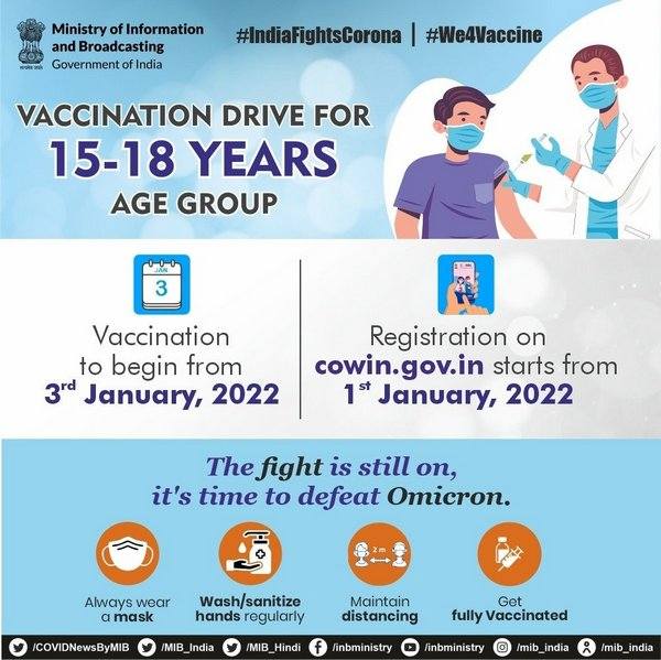 covid 19 vaccine for 15-18 age group