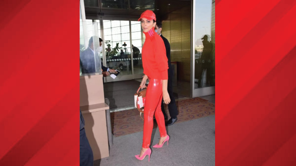 Airport Style: Deepika Padukone All-Red 