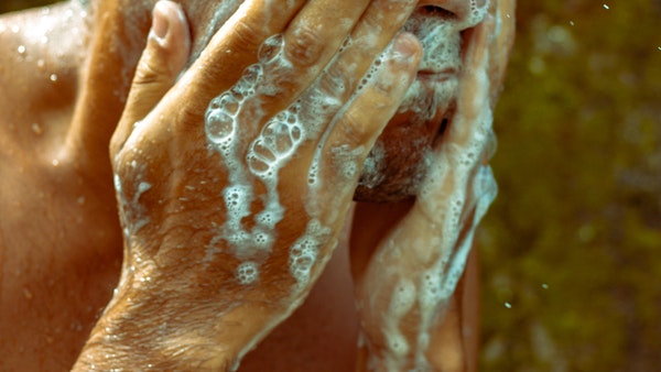 Bathing After A Dip In The Ocean