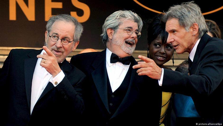 Dream team: Director Steven Spielberg, producer George Lucas and actor Harrison Ford teamed up for four 