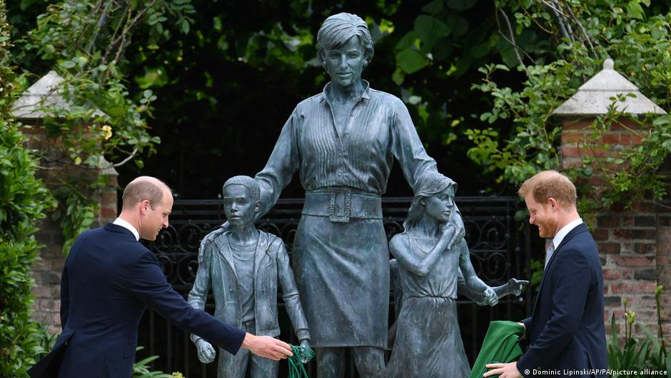 Dianas two sons, Princes William and Harry, unveil her statue to mark her 60th birthday last year