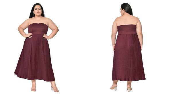 Strapless Pleated Midi Dress Strapless Pleated Midi Dress