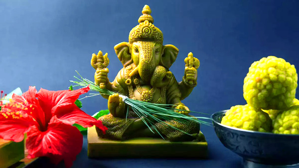 Ganeshas Blessings with Green Grass 