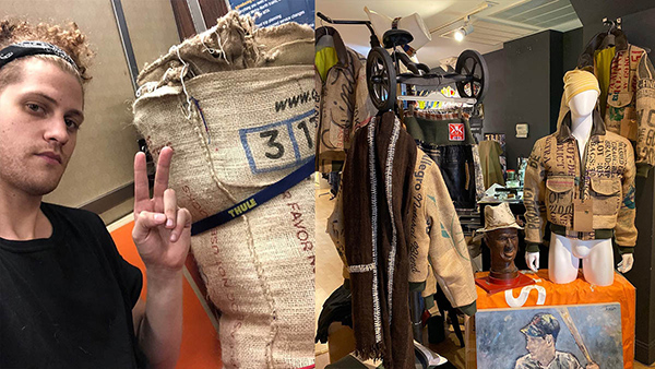 New York-based fashion designer Chris Menas gunny sack jacket collection