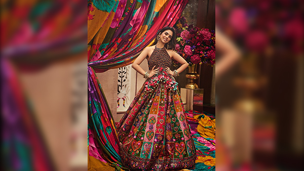 Anant-Radhika Wedding Sabyasachi 3D Lehenga To Schiaparelli Sari Isha Ambani s Best Outfits