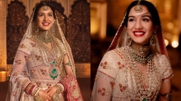 Radhika Merchant s Bridal Makeup Look Bold Red Lips Neutral Base Perfected Her Flawless Beauty