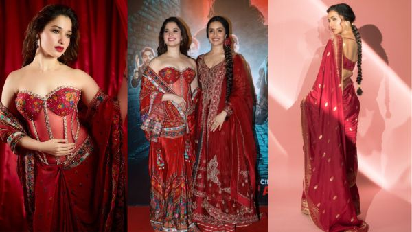 Tamannaah Bhatia And Shraddha Kapoor Twin In Red At Stree 2 Song Launch Check Pics To Get Inspired In Method Dressing
