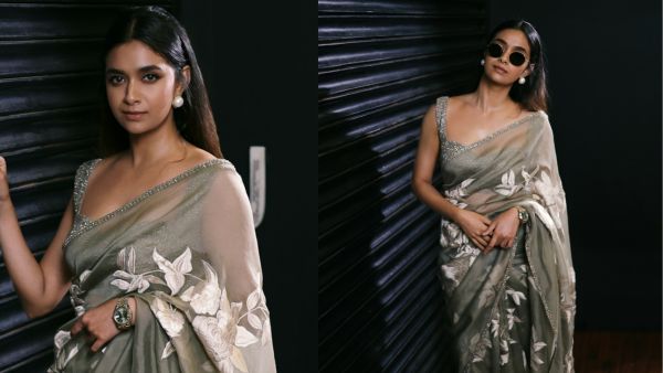 Keerthy Suresh s Grey Organza Saree Is A Lesson In Ethnic Elegance Decode Its Price