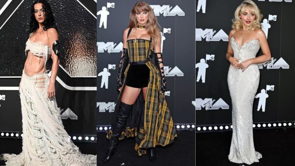 MTV VMAs 2024 Taylor Swift s Retro Glam To Katy Perry s Distressed Gown Check Celebs Red Carpet Fashion