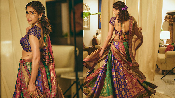 Sara Ali Khan Masters Sustainability Donning Brocade Lehenga Made With 50 Vintage Sarees Take Inspiration