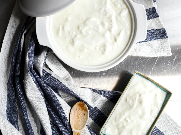 A display of yoghurt