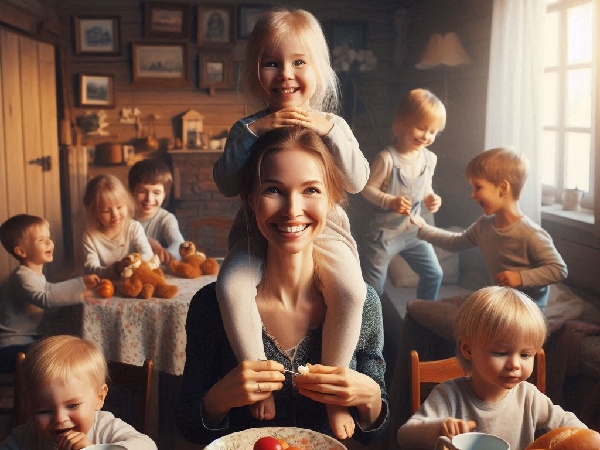 A Mom with many kids