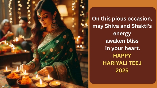 Happy Hariyali Teej 2025 Wishes 50 Greetings Images Quotes FB WhatsApp Status To Celebrate Love Rain