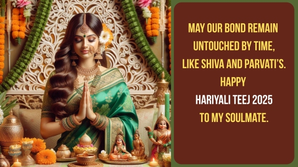 Happy Hariyali Teej 2025 Wishes 50 Greetings Images Quotes FB WhatsApp Status To Celebrate Love Rain