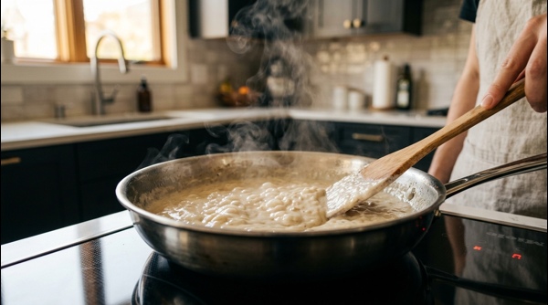 Close up of Methi Malai Paneer in a stylish bowl with a garnish of ginger juliennes