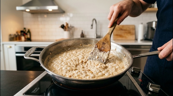 Paneer cubes simmering in a rich orange gravy with cream swirls Paneer cubes simmering in a rich orange gravy with cream swirls