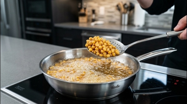 Plated crispy corn with lime wedges and fresh green garnish