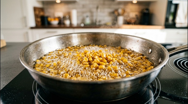 A bowl of seasoned crispy corn with green onions