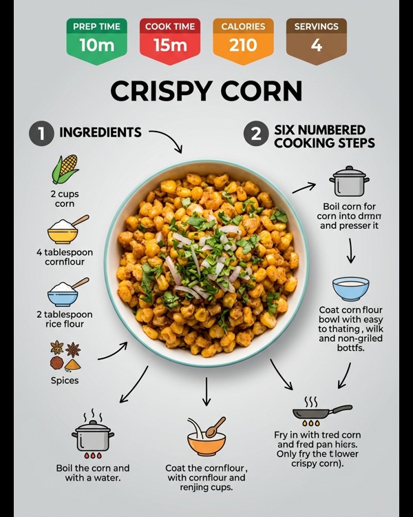 Golden crispy corn served in a bowl with lime and cilantro