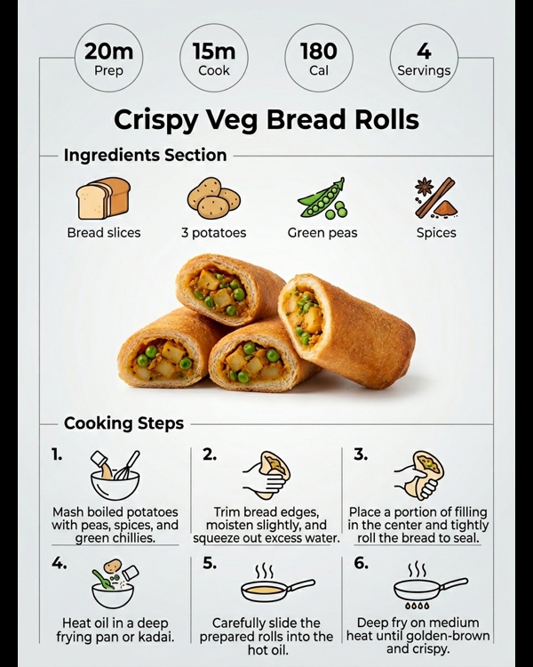 A platter of golden brown crispy veg bread rolls served with green chutney and tomato ketchup A platter of golden brown crispy veg bread rolls served with green chutney and tomato ketchup