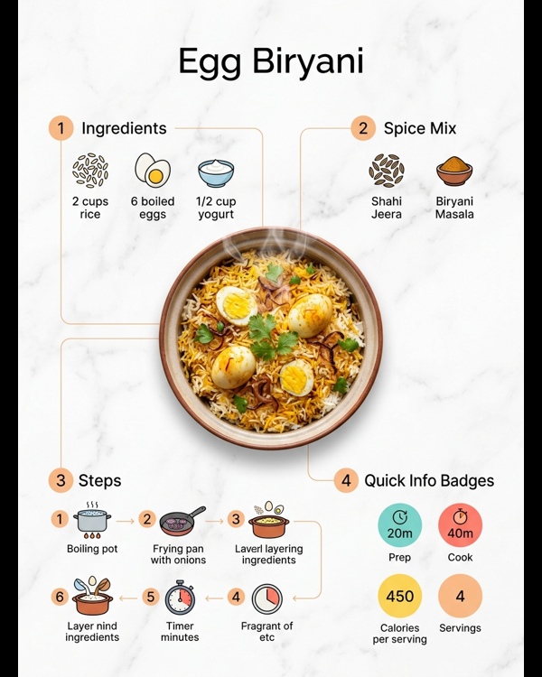 Restaurant style egg biryani served in a traditional pot with fresh mint garnish