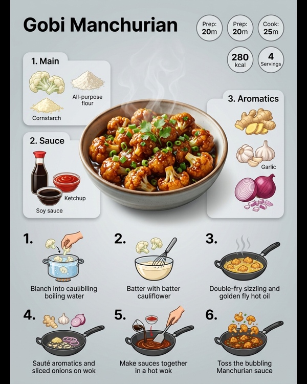 Crispy Gobi Manchurian garnished with fresh spring onions in a white bowl Crispy Gobi Manchurian garnished with fresh spring onions in a white bowl