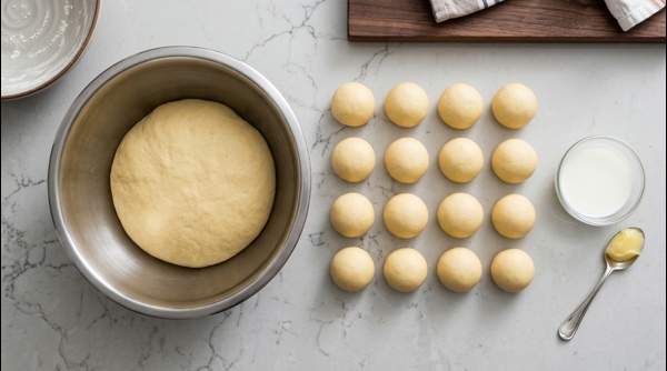 Mixing the milk powder and flour to create a soft dough for gulab jamun