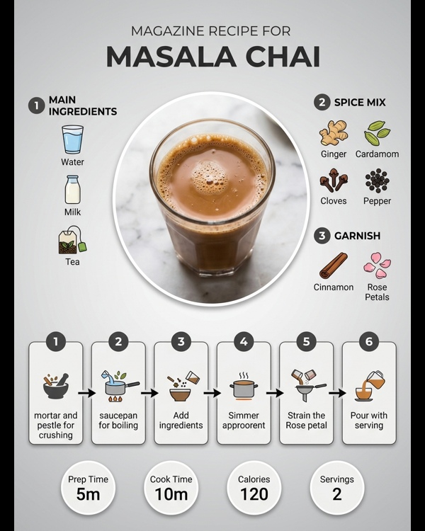 A steaming cup of authentic Masala Chai served in a glass on a modern marble countertop