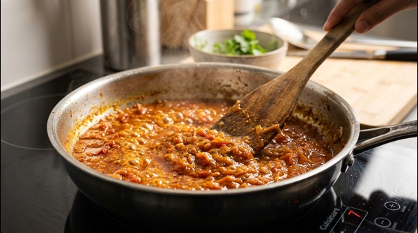 The final Matar Paneer dish served in a white ceramic bowl with garnishes The final Matar Paneer dish served in a white ceramic bowl with garnishes
