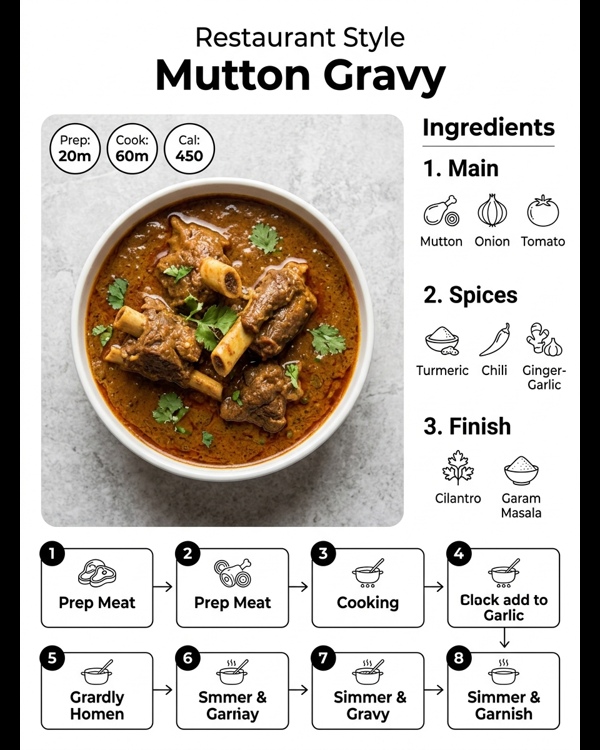 Thick and rich restaurant style mutton gravy served in a copper bowl with fresh coriander Thick and rich restaurant style mutton gravy served in a copper bowl with fresh coriander