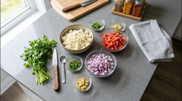 Sautéing chopped onions and cumin seeds in a modern frying pan