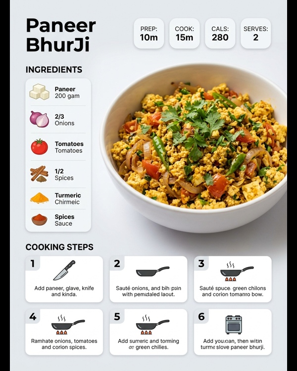 Restaurant style paneer bhurji served hot with fresh coriander and buttery pav