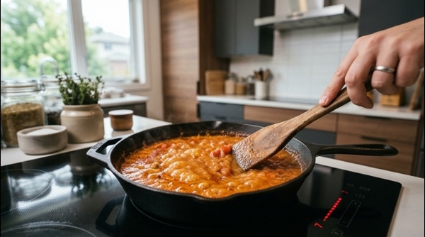 Finished Paneer Lababdar served in a copper bowl with a swirl of cream on top