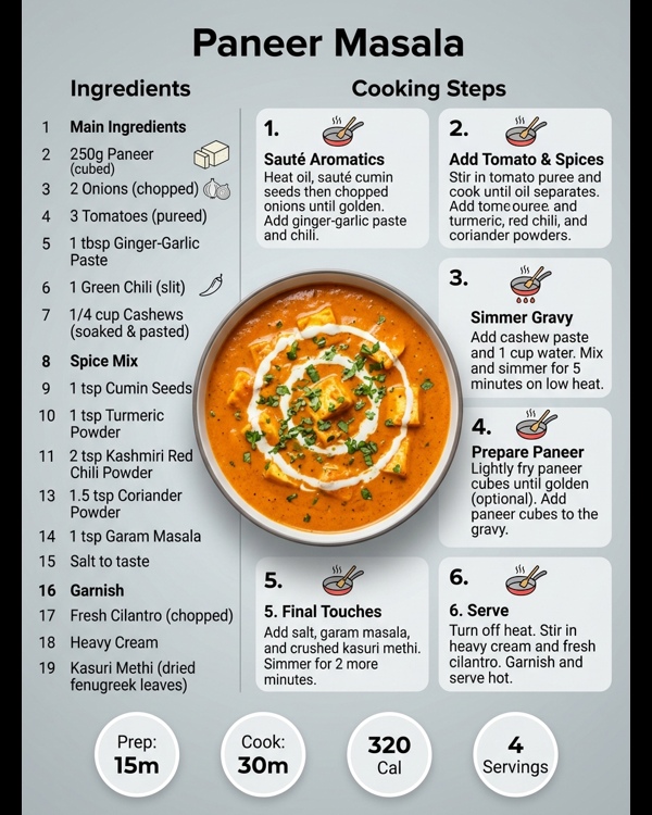 Restaurant style paneer masala served hot in a copper bowl with fresh cream swirl