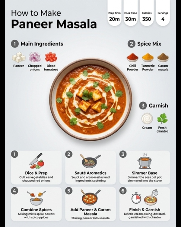 Rich and creamy Paneer Masala served in a white ceramic bowl