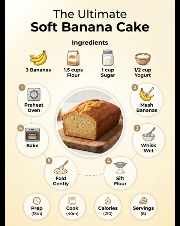 A slice of soft vegetarian banana cake on a white plate