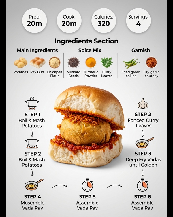 Authentic Mumbai Vada Pav served with spicy red chutney and fried green chilies