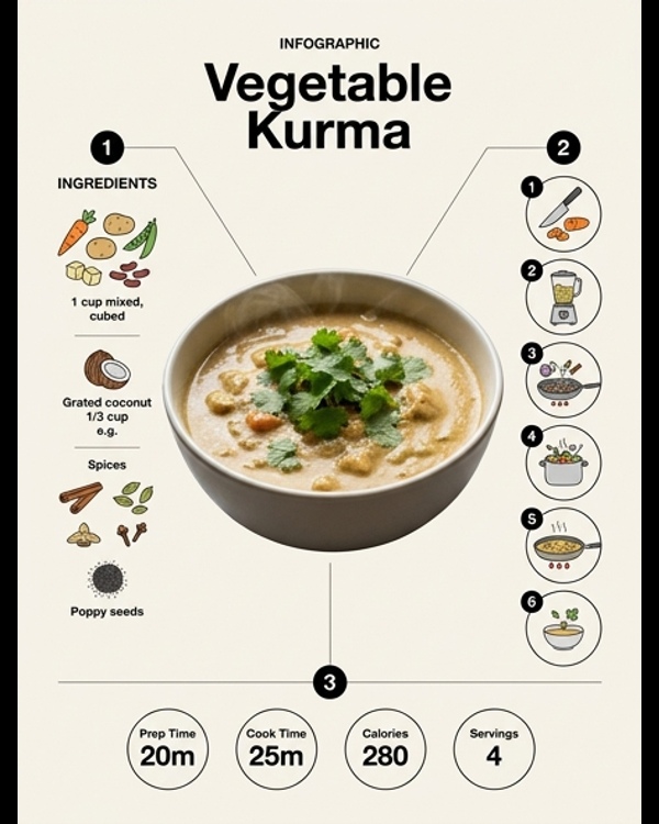 Authentic South Indian vegetable kurma served in a white bowl with fresh cilantro garnish