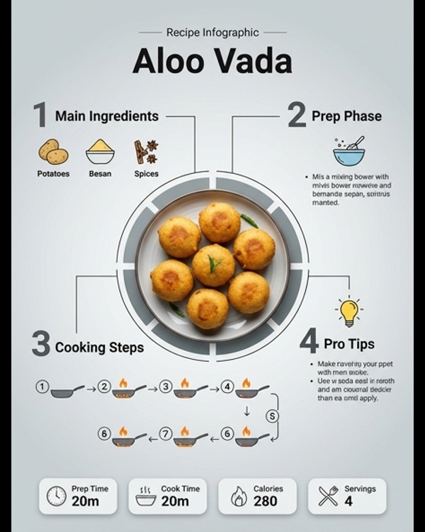 Golden crispy Aloo Vada served on a modern white plate with green chutney