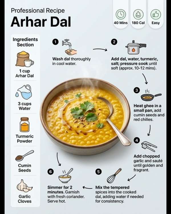 A steaming bowl of yellow arhar dal topped with a ghee tadka and fresh coriander A steaming bowl of yellow arhar dal topped with a ghee tadka and fresh coriander