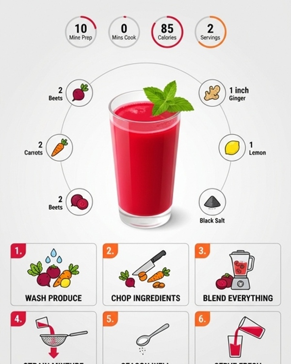 Fresh vibrant red beetroot juice in a tall glass garnished with mint on a marble counter Fresh vibrant red beetroot juice in a tall glass garnished with mint on a marble counter