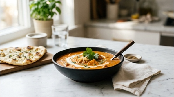 Creamy restaurant style Butter Paneer garnished with fresh cream and coriander in a bowl
