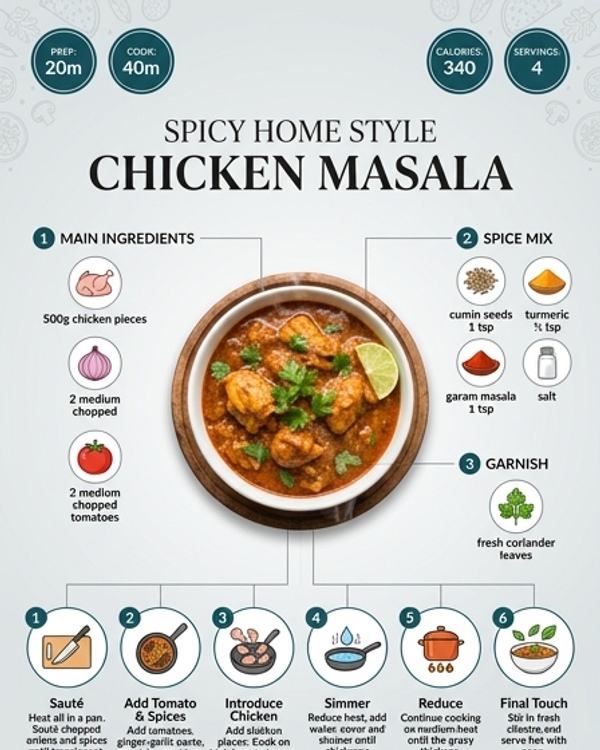 A steaming bowl of spicy home style chicken masala garnished with fresh cilantro A steaming bowl of spicy home style chicken masala garnished with fresh cilantro