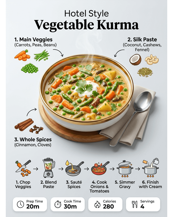 A luxury serving of hotel style vegetable kurma in a white ceramic bowl with fresh herbs A luxury serving of hotel style vegetable kurma in a white ceramic bowl with fresh herbs