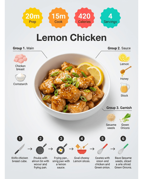 Crispy Chinese restaurant style lemon chicken served on a white plate with lemon slices